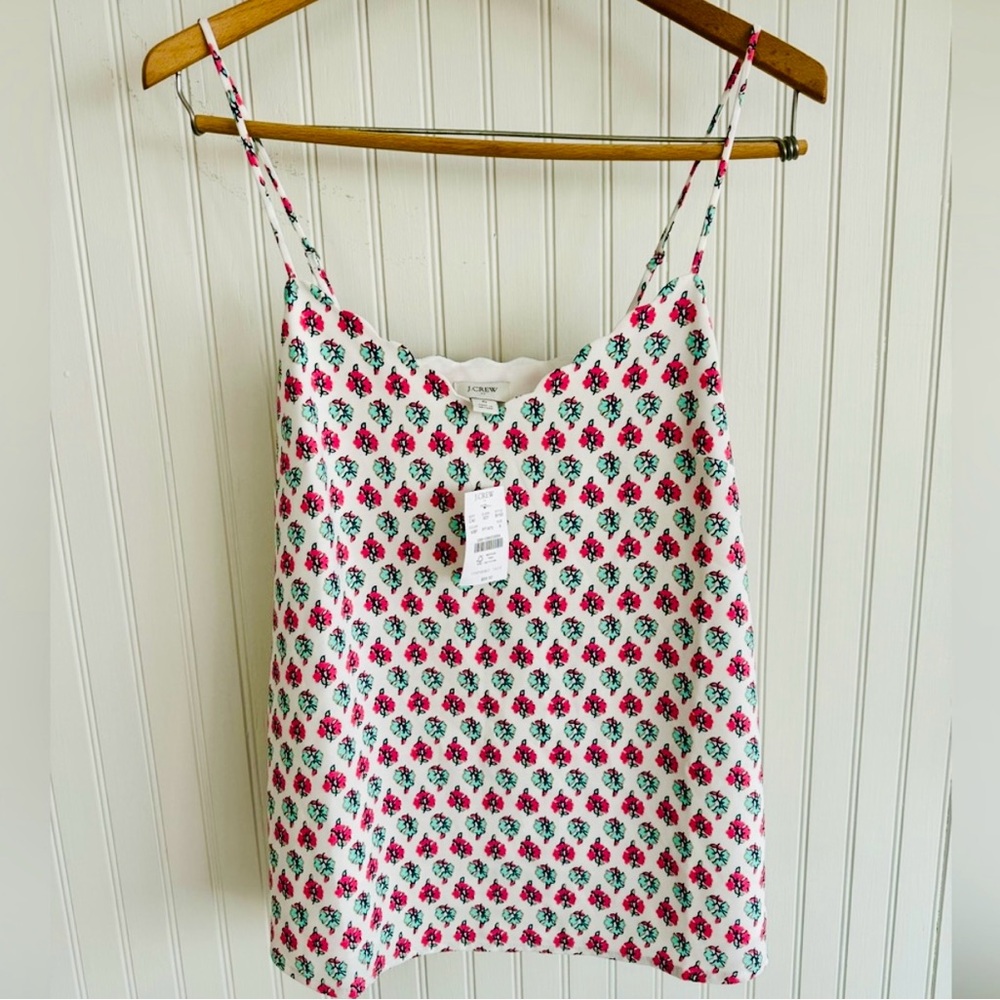 J. Crew Scalloped Tank Top Size 6 NWT Pink and Blue